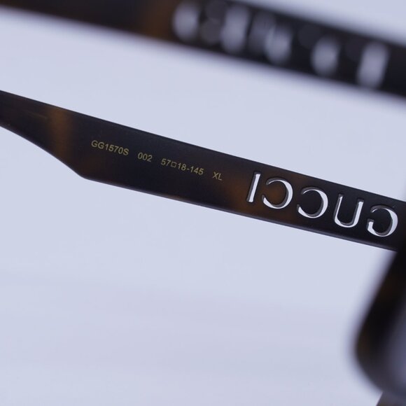 Gucci GG1570S 002 Sunglasses Matte Dark Havana Square Frame, Brown Lenses - Picture 7 of 11